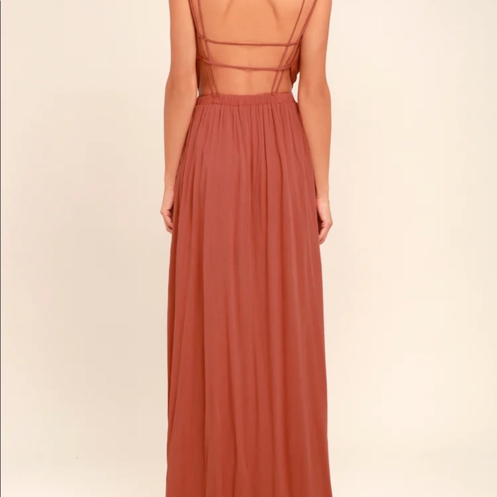 Lost in Paradise Rusty Rose Maxi Dress